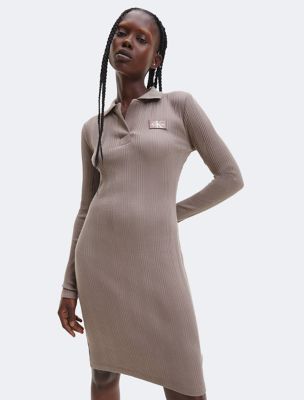 Polo Ribbed Midi Sweater Dress Calvin Klein USA