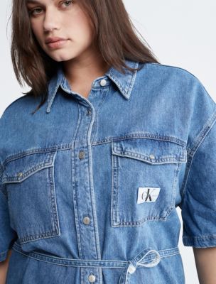 Plus size blue jean best sale shirt dress