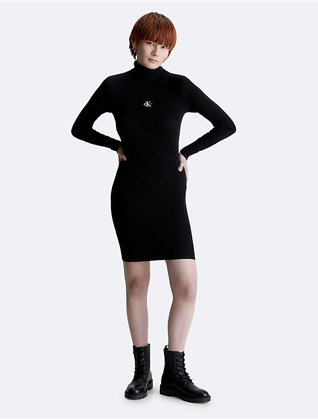 Ribbed Collar Sweater Calvin Klein® Dress Open | USA