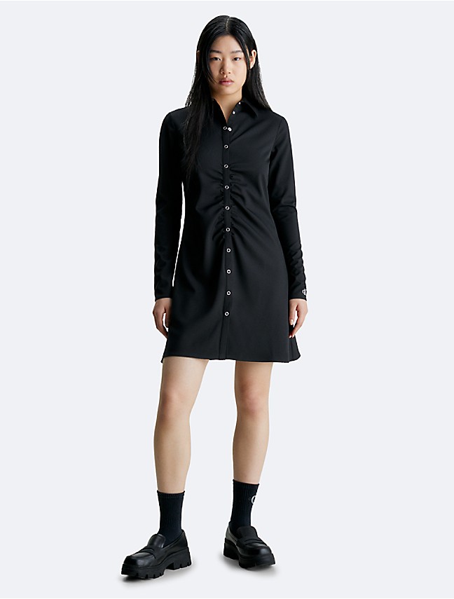 Ribbed Open Collar Sweater Dress | Calvin Klein® USA | Sweatkleider