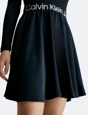 Calvin Klein Jeans Logo Tape Milano Skirt In Black