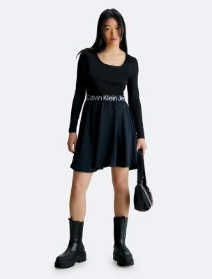 Logo Tape Long Sleeve Dress Calvin Klein®