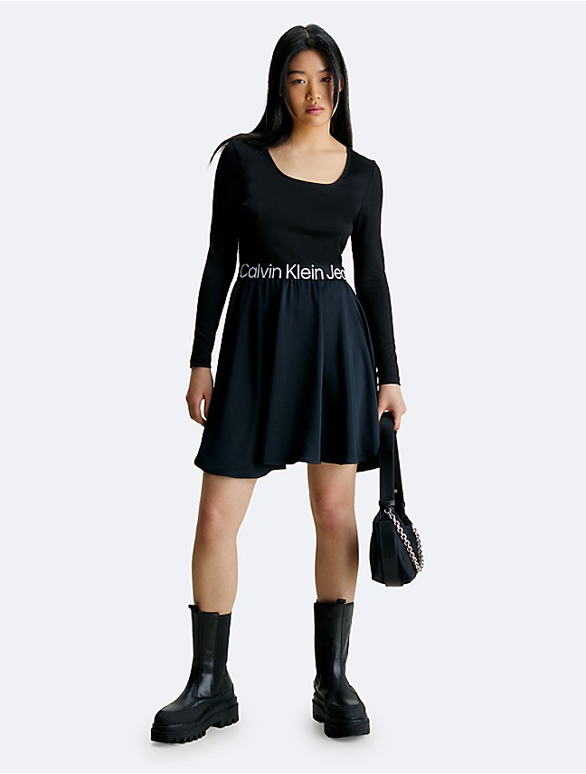 Black Dress STRAPS LOGO ELASTIC DRESS Calvin Klein, Dresses black