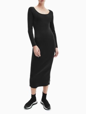 calvin klein black long dress