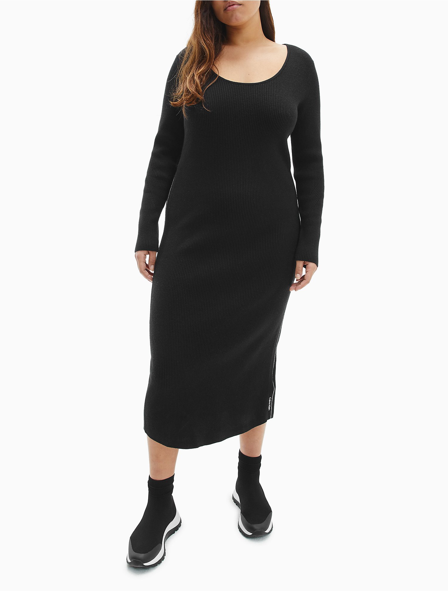 Plus Size Ribbed Knit Blend Scoopneck Maxi Dress | Calvin Klein® USA