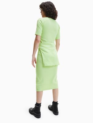 Buy Calvin Klein Logo Embroidered Collared Linen Dress In Beige