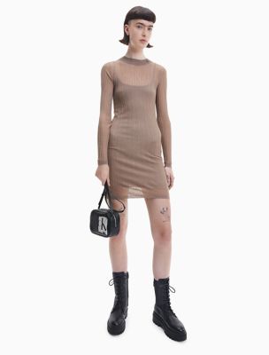 Calvin klein sheer outlet embroidered dress