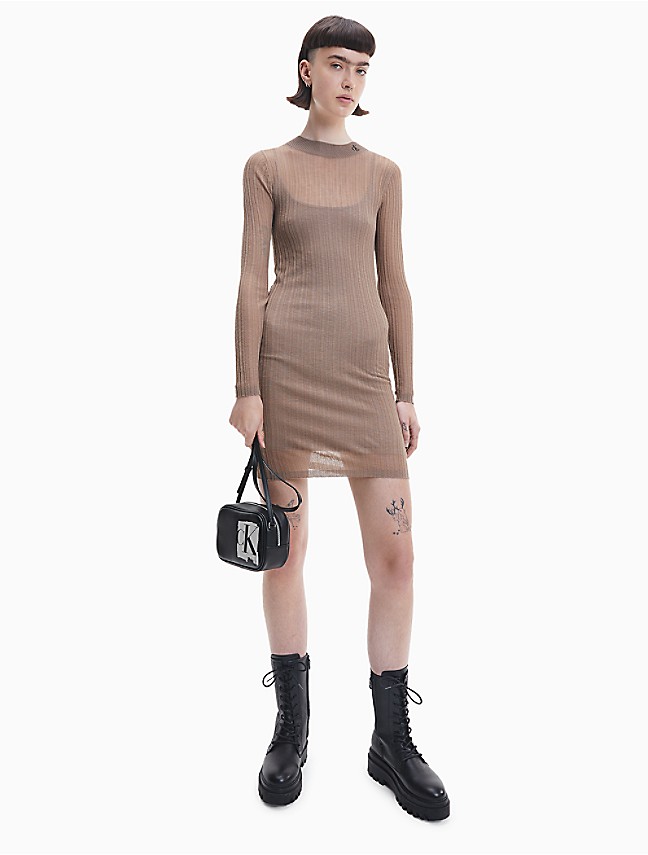 Knit Zip Cable Dress Calvin | Klein® Half Sweater USA