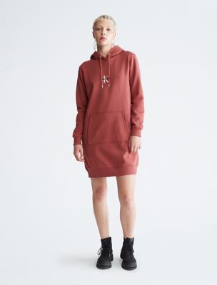 Dress Calvin Klein Jeans Logo Tape Hooded Sweatshirt Dress