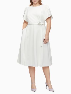 plus size fit and flare dress with sleeves