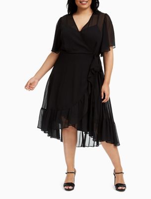 plus size chiffon wrap dress