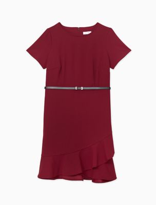 calvin klein red ruffle dress