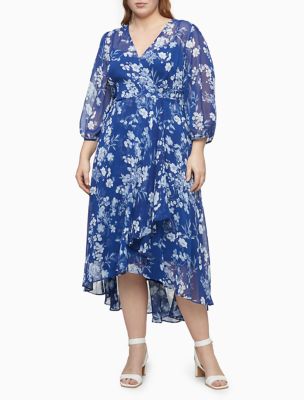 blue wrap dress with sleeves