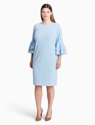 calvin klein green bell sleeve dress