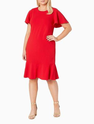 calvin klein plus size red dress