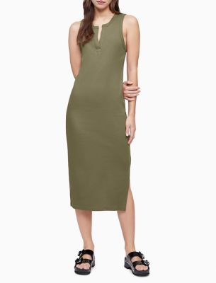 sleeveless henley dress