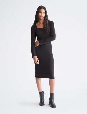 Ribbed Monogram Logo Button-Down Dress