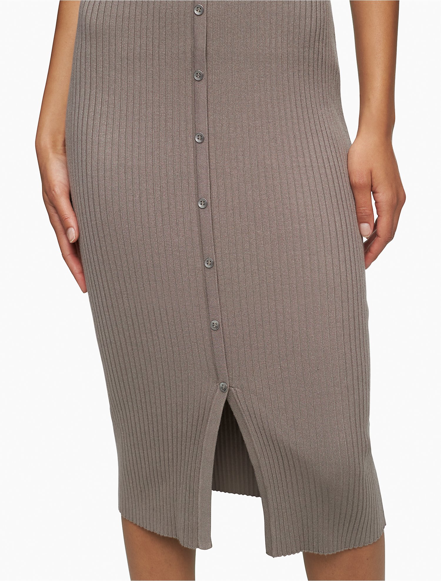 Ribbed Button-Down Midi Dress | Calvin Klein® USA