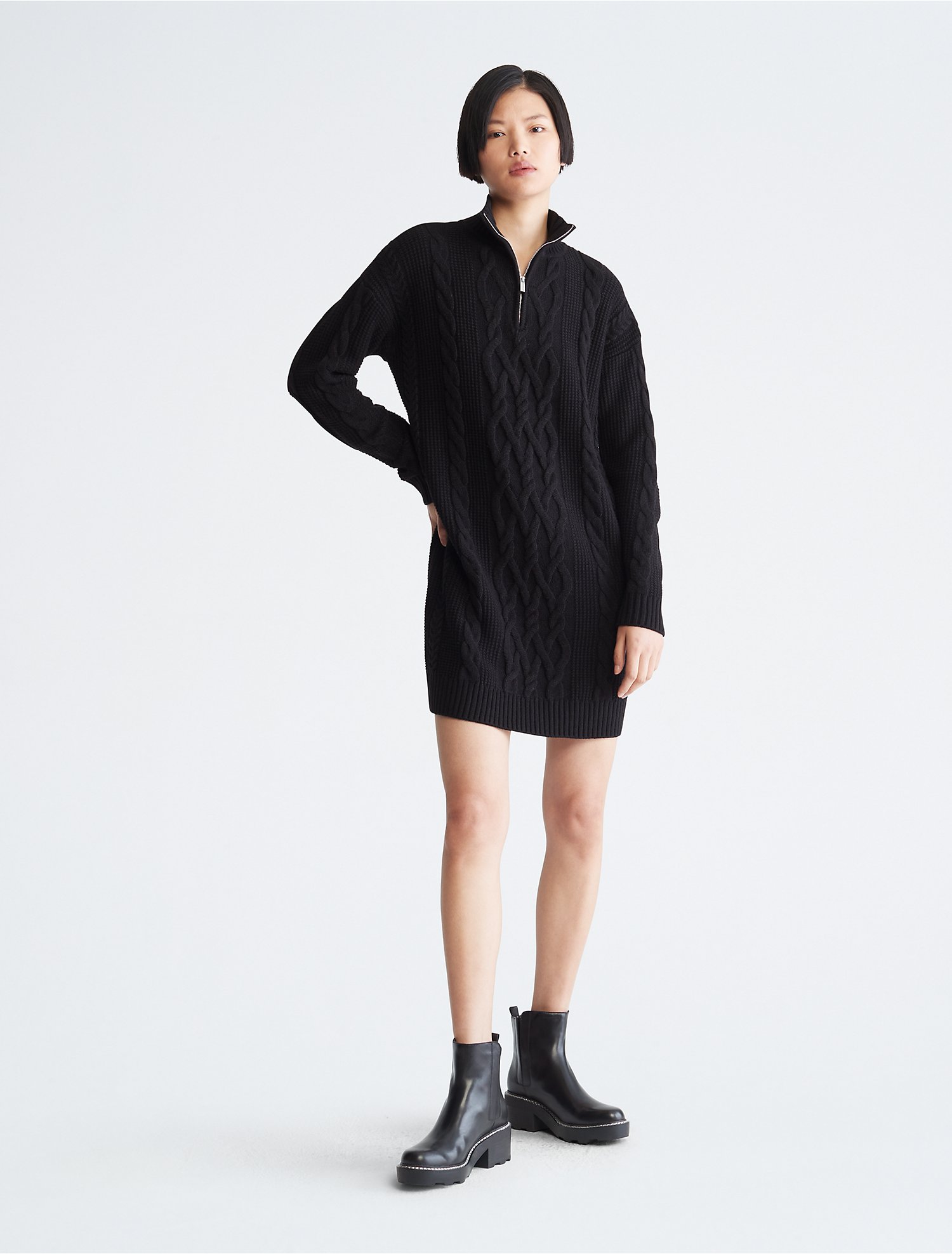Descubrir 32+ imagen calvin klein cable knit sweater dress