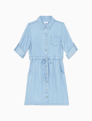 light blue button down dress