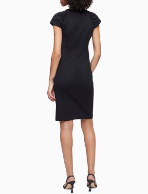 Calvin Klein Scuba Crepe Dress Calvin Klein Women's Red Short Sleeve Round  Neck Scuba Crepe A