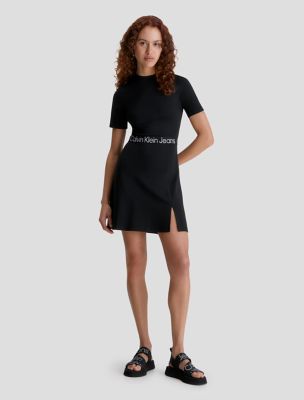 Calvin klein black short sleeve clearance dress