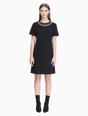 calvin klein pearl sleeve dress