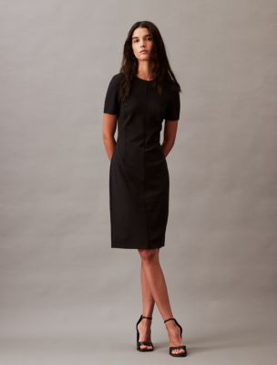 Calvin Klein Womens Collar Knee-Length Puff Sleeve Sheath Dress BHFO 9889