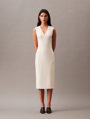 Stretch Crepe Sleeveless Midi Dress Calvin Klein