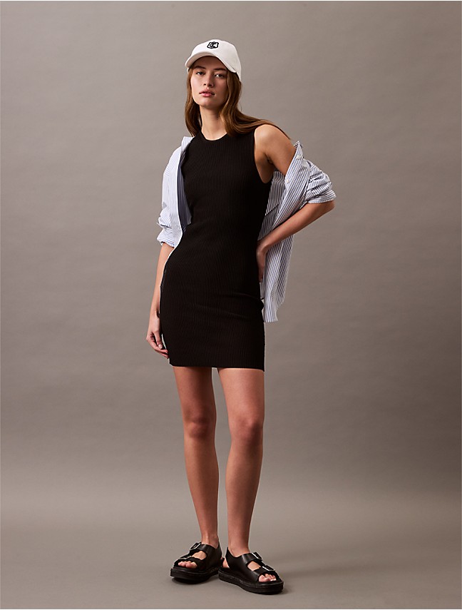 Sleeveless Denim Button-Down Dress | Calvin Klein Sleeveless Denim Button-Down Dress | Calvin Klein