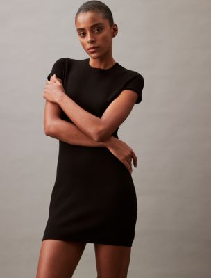 Tech Knit Mini Dress, Black Beauty