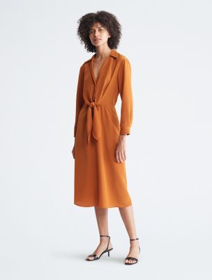 calvin klein tie front shirt dress