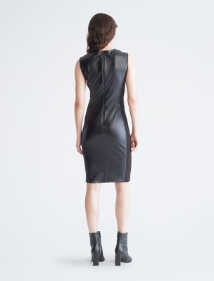 Faux-leather dress