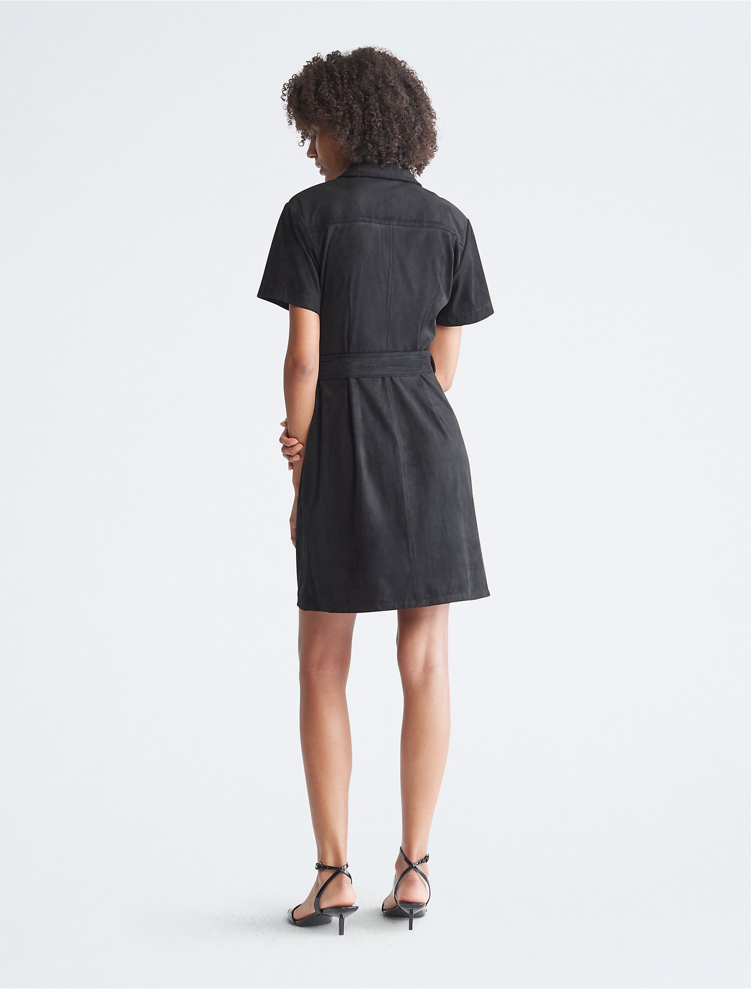 Faux Suede Belted Shirt Dress | Calvin Klein® USA
