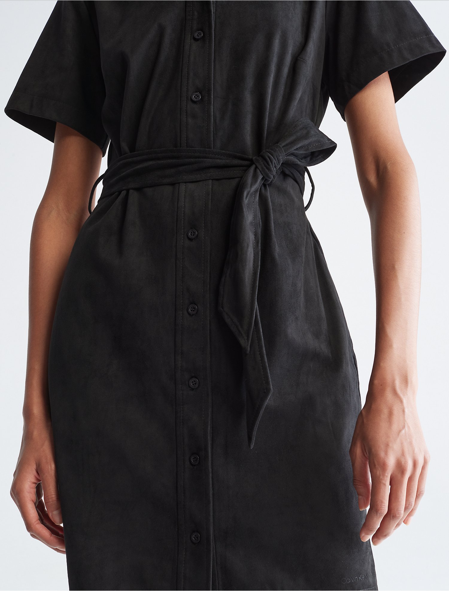 Faux Suede Belted Shirt Dress | Calvin Klein® USA