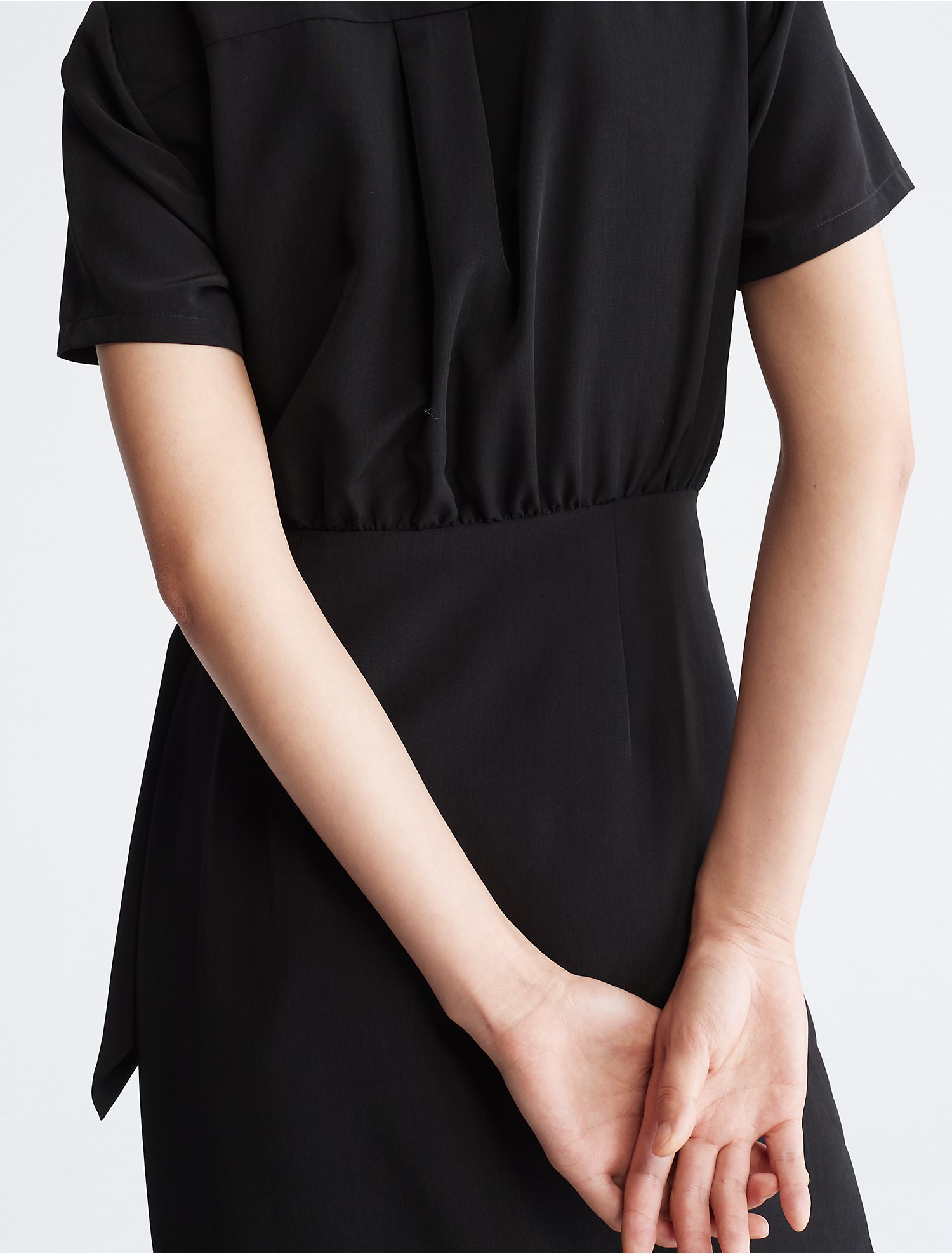 Solid Short Sleeve Wrap Dress | Calvin Klein