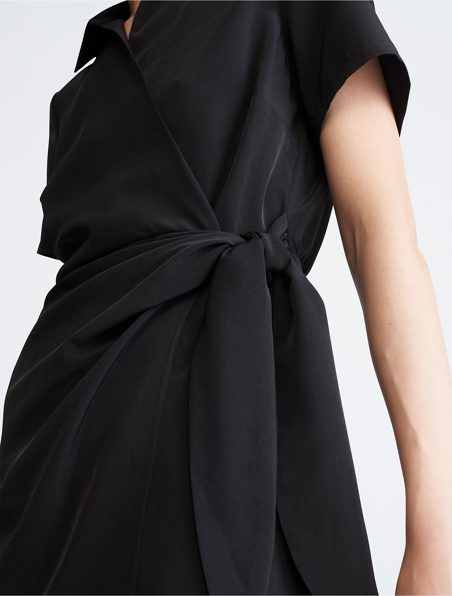 Solid Short Sleeve Wrap Dress | Calvin Klein® USA