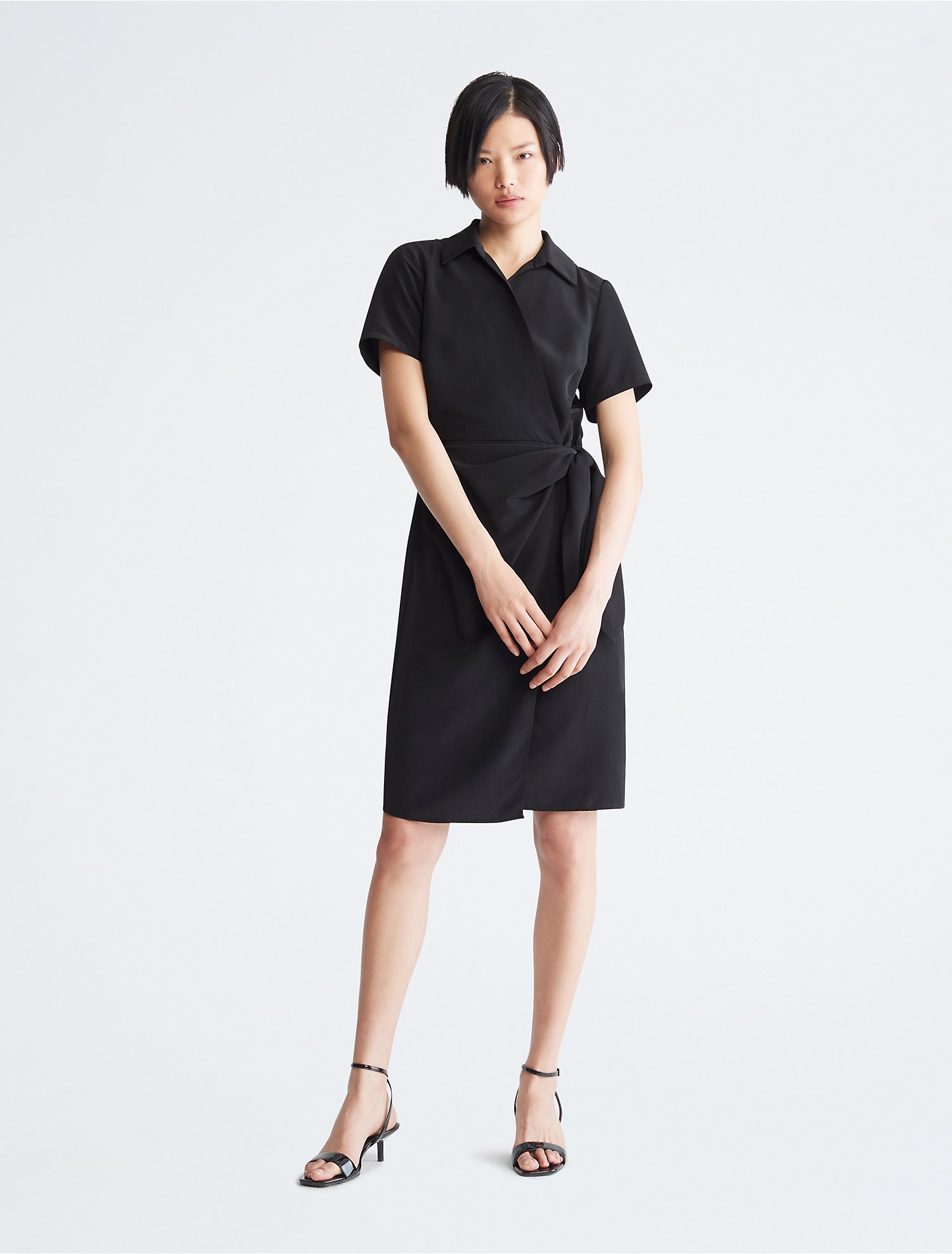 Solid Short Sleeve Wrap Dress | Calvin Klein® USA