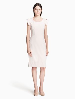 calvin klein puff sleeve sheath dress