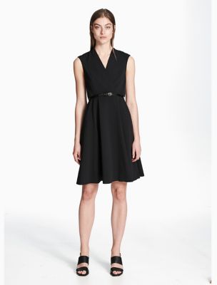 calvin klein black v neck dress