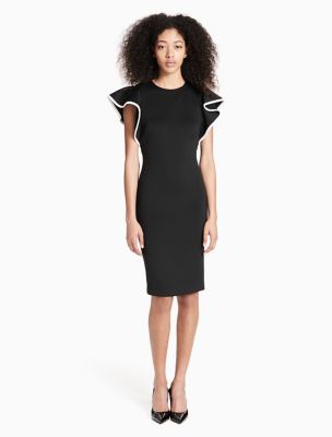 calvin klein ruffle sleeve sheath dress