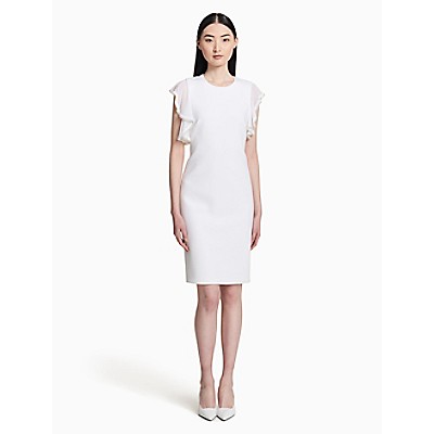 pearl ruffle sleeve sheath dress | Calvin Klein