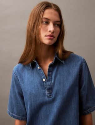 Chambray Mini Shirt Dress | Calvin Klein