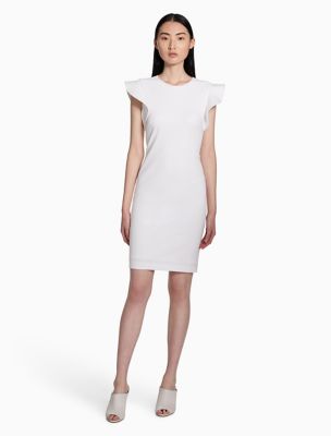 calvin klein ruffle sleeve sheath dress