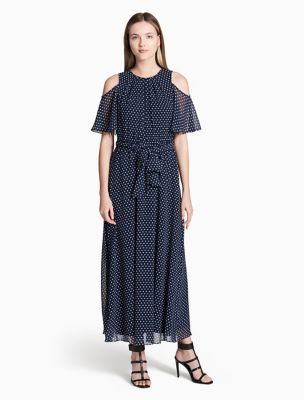 calvin klein cold shoulder maxi dress