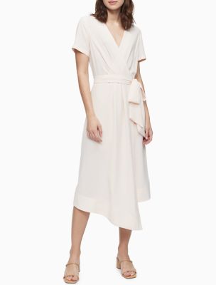 Asymmetric Midi Wrap Dress, Blossom