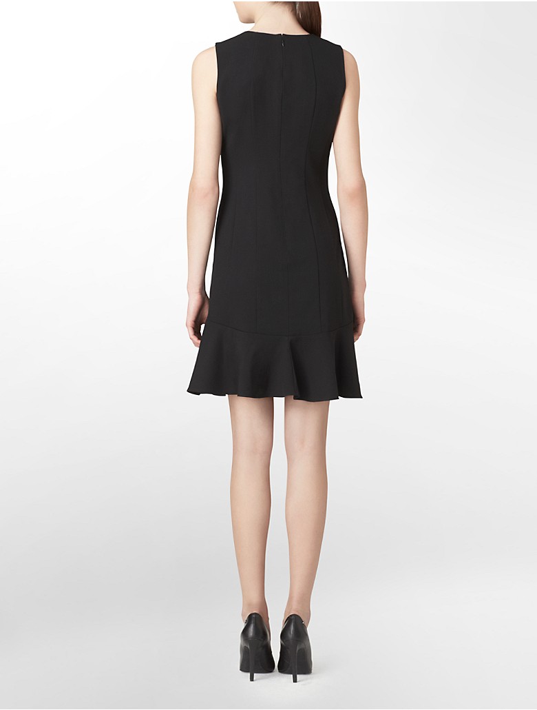 calvin klein womens solid fit + flare sleeveless dress | eBay