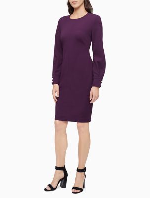 calvin klein split neck sheath dress