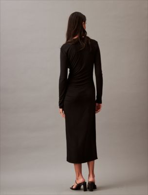 Refined Jersey Wrap Dress, Black Beauty