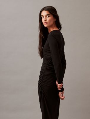 Refined Jersey Wrap Dress, Black Beauty